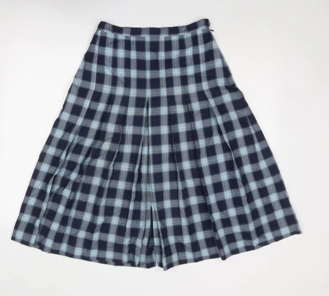 Laird-Portch Womens Blue Plaid Polyester Swing Skirt Size 12 Zip