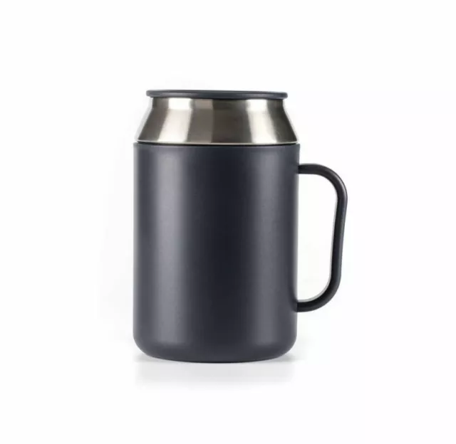 New TUPPERWARE Desk Mug COFFEE TEA Grey DOUBLE WALL INSULATION Steel FREE SHIP