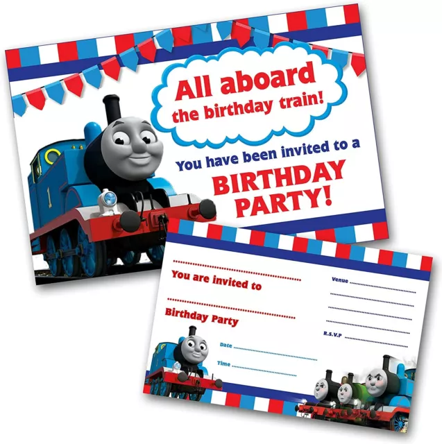 Thomas The Tank Engine Invitations & Envelopes Birthday Party Invites (WRITE ON)