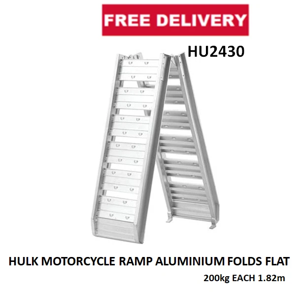 HULK  MOTORCYCLE RAMP 200kg EACH 1.82m ALUMINIUM FOLDS FLAT HU2430