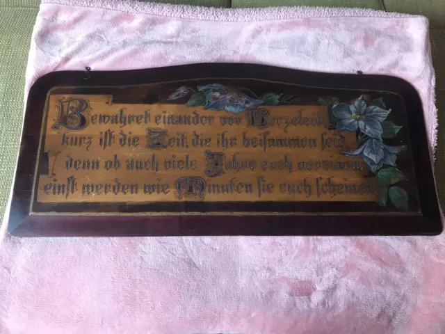 Großer Haussegen Holzschild Spruchbrett Spruchtafel Spruchbild um 1900 Antik