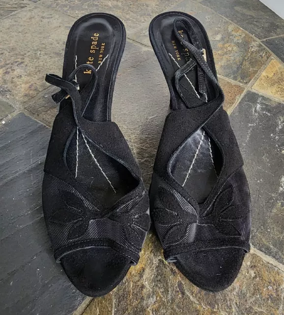 Kate Spade New York Women’s Heels Black Size 7 Suede Leather Open Toe
