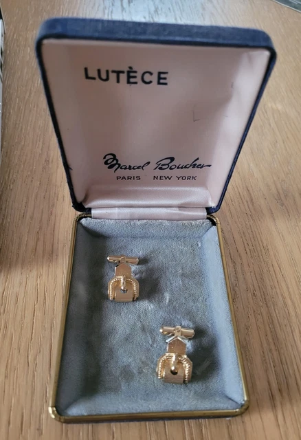 Paire De Boutons De Manchette Vintage Plaqué Or Brutaliste - Occasion