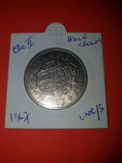 1967 HALF CROWN COIN - Brilliant Uncirculated - NO MORE- Elizabeth ll - GB - UK.