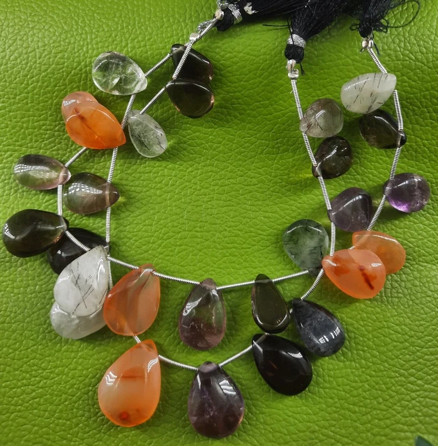 8" Strand Natural Disco Beads Smooth Pear Shape Gemstone Jewelry Making Crafts 2