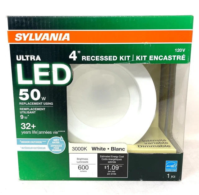 SYLVANIA ULTRA LED 4" Recessed Kit 50W Using 9W Wet Rated Dimmable