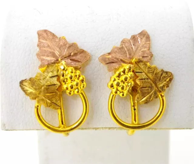 Earrings 12KT yellow Gold Filled Black Hills Gold Non-pierced Screw back