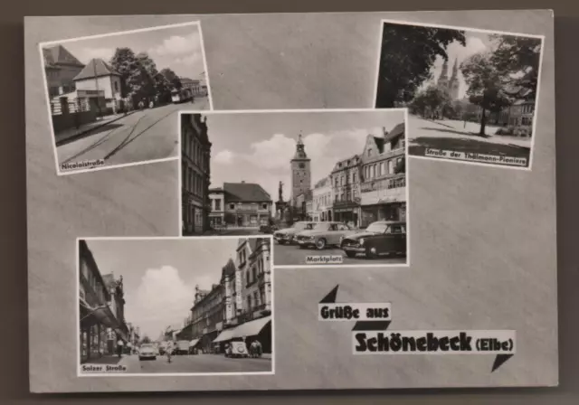 AK DDR - Schönebeck (Elbe) - Marktplatz Nicolai u. Salzer Straße ~1962 Cottbus