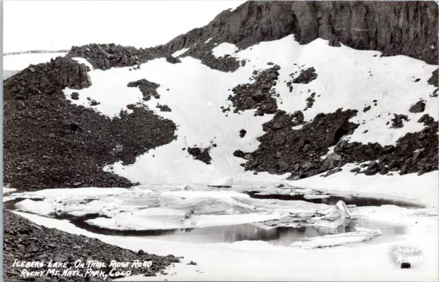 RPPC Iceberg Lake, Trail Ridge Rd, Rocky Mtn NP Colorado- Sanborn Photo Postcard