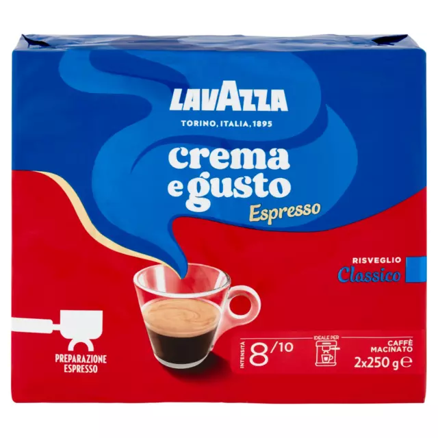 CAFFÈ MACINATO CAFFE LAVAZZA CREMA E GUSTO CAFFè ESPRESSO PER MACCHINETTA 2x250g