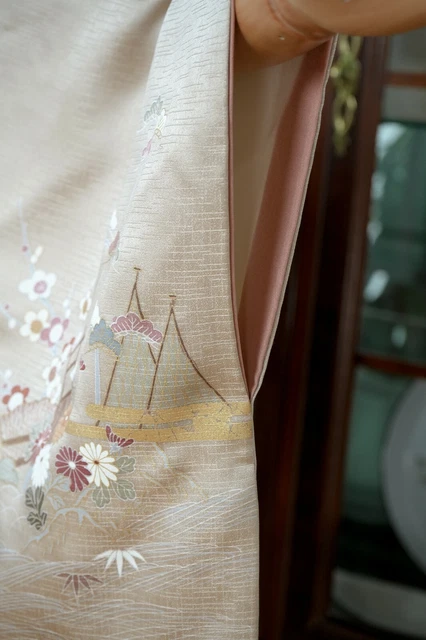 Dear Vanilla Japanese Silk Kimono Women's Robe Gown Authentic Japan Vintage Mint 5