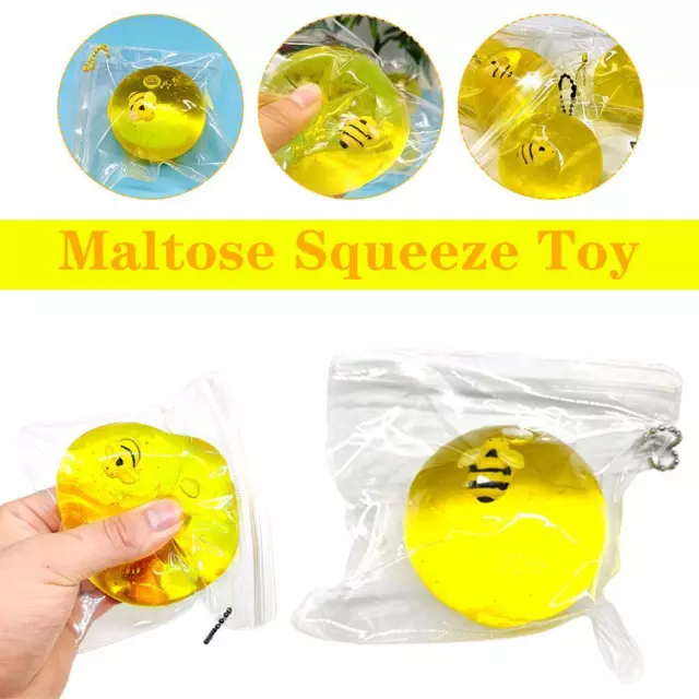 Bee Maltose Kneading Pulp Ball Decompression Vent Crystal Squeeze Toy ψ