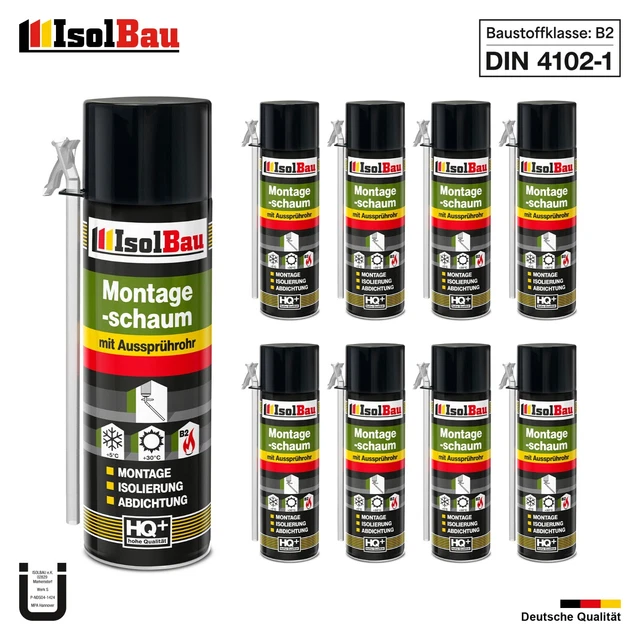 Montageschaum mit Aussprührohr 5 x 750 ml PU Schaum Fenster Schaum