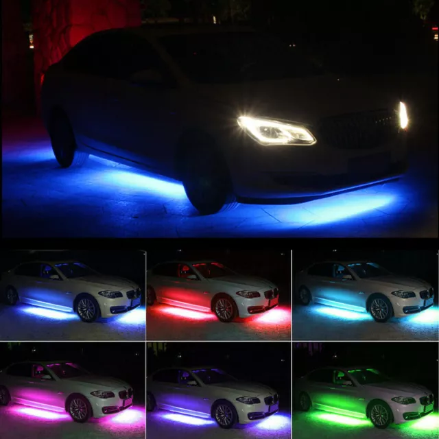 RGB LED Under  Car Tube Strip Underglow Body Neon Light Kits Phone App Control