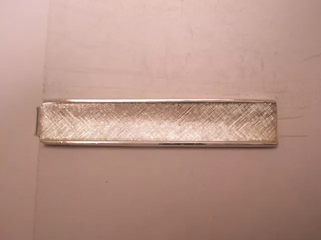1-3/4" Textured Silver Tone Vintage ANSON Tie Bar Clip simple plain design