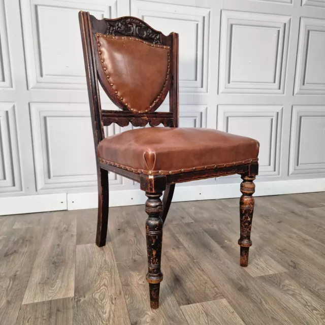 Antique Edwardian Turned Decorative Carved Occasional Bedroom Chair Vintage