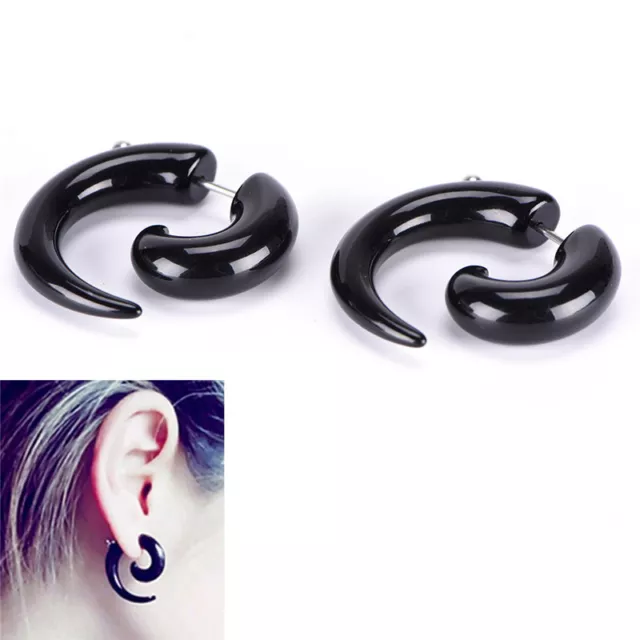 Gothic Women & Men Punk Black Acrylic Snail Stud Earrings Ear Piercing Jewelr*_* 2