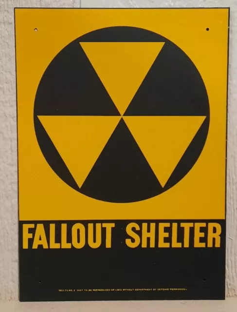 Vintage 1960s Fallout Shelter Sign April 8, 2024 Solar Eclipse Prepper Survival