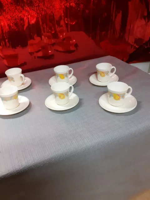 Lot de 6  Arcopal tasses à café + sous tasses  neuf