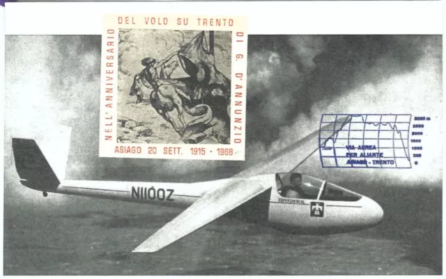 72103 - STORIA POSTALE - AVIAZIONE: ann. volo DANNUNZIO su TRENTO - Glider Mail 2