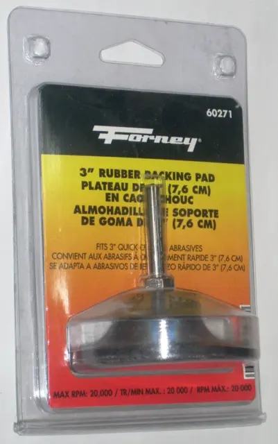 Forney 60271 Quick Change Back Up Pad 3 x 1/4 Shank for Sand Surface Cond Disc