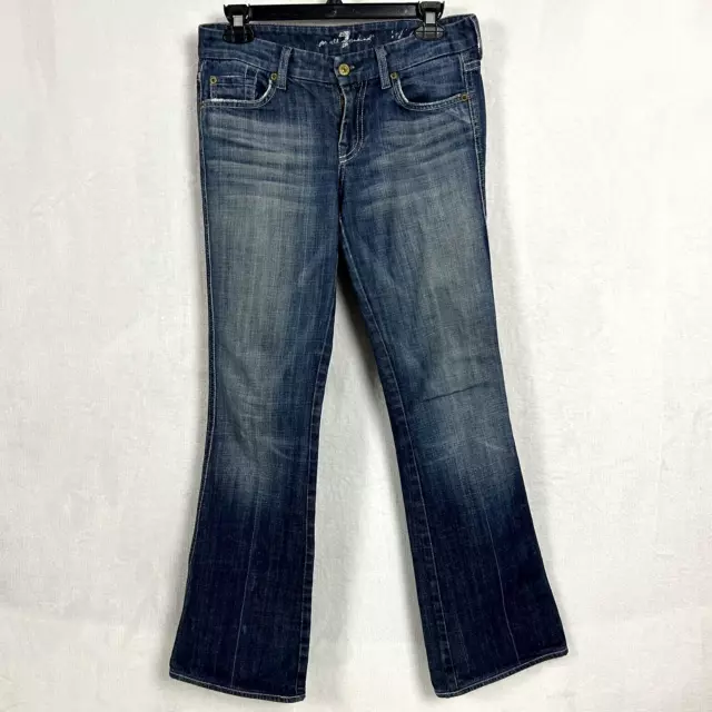 7 For All Mankind Jeans 26 Women Blue Denim Slim Straight Leg Distressed Stretch