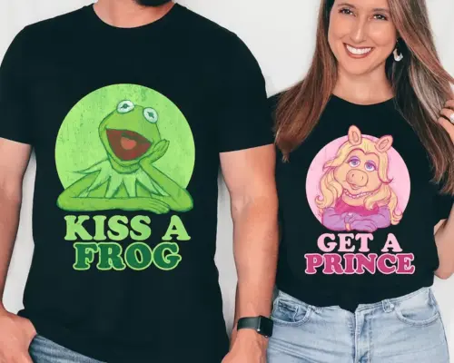 The Muppets Kermit Kiss A Frog Miss Piggy Get A Prince T-SHIRT Halloween Gift