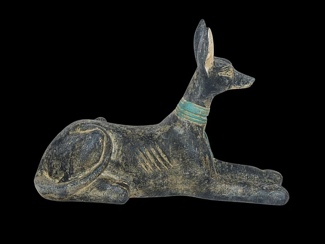 RARO ANTIGUO EGIPCIO ANTIGUO ANUBIS Guard Set Estatua Piedra (EGYCOM)