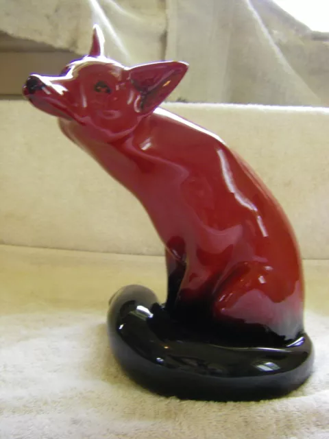 Royal Doulton-The Sitting Fox-Flambe-Oxblood Red-Excellent Condition-9.5" Tall-