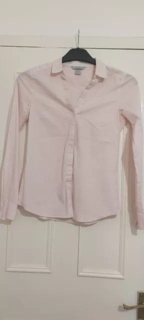 H&M Ladies long sleeve shirt Cotton pink Button Down Slim Fit  EUR 34 small