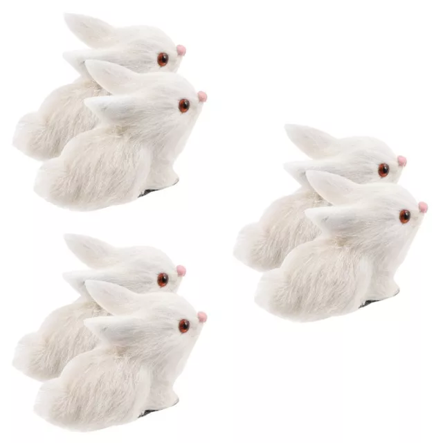 6 Pcs Simulation Rabbit Plastic Child Plushies Bunny Statue Mini