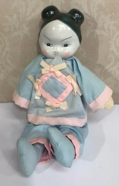 Asian Bisque Porcelain  11" Vintage Doll Japan Ethnic