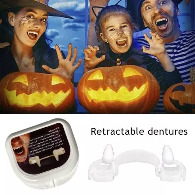 Rétractable Vampire Dents Halloween Cosplay Maquillage Zombie Horrific Canines ,