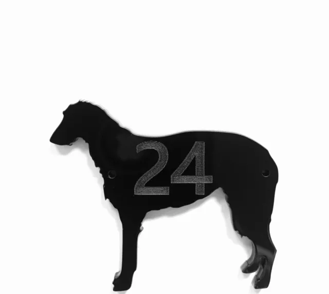 Scottish Deerhound Dog Door House Number Sign Plaques in Black