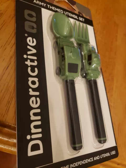 Dinneractive Utensil Set for Kids – ARMY Themed Fork and Spoon Set