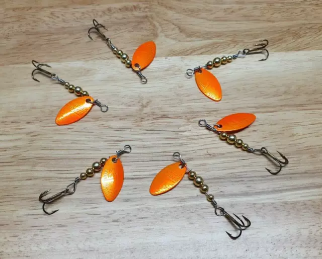 6 SWISS SWING SPINNER LURES; #3 GOLD FLASH SPIN ,Trout,Bass