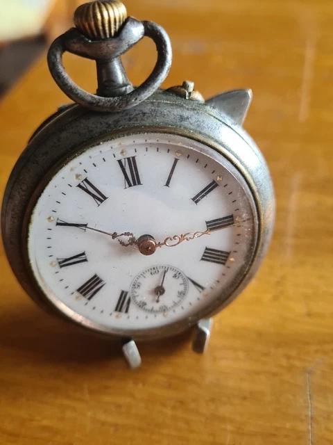 Montre à Gousset En Acier Bruni Mécanique - Pour Pièces Ou Collection - Occasion