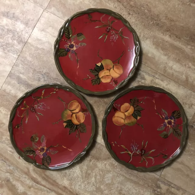 TRACY PORTER THE Octavia Hill Collection Dinner Plates 11” Fruit Red ...