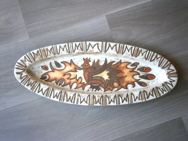 Grande Piatto JG Picart Ceramica Vallauris 1960 Decoro Phoenix Volatile Antico