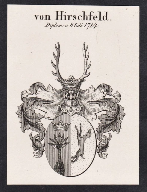 HIRSCHFELD ARMOIRIES COAT Of Bras Mécaniques Héraldique Heraldry Genealogie EUR 15,18 - FR