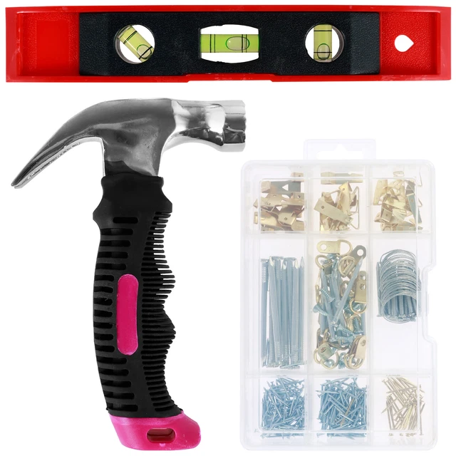 312Pcs Picture Hanging Kit Photo Frame Hangers Metal Wall Hanging w/Hammer