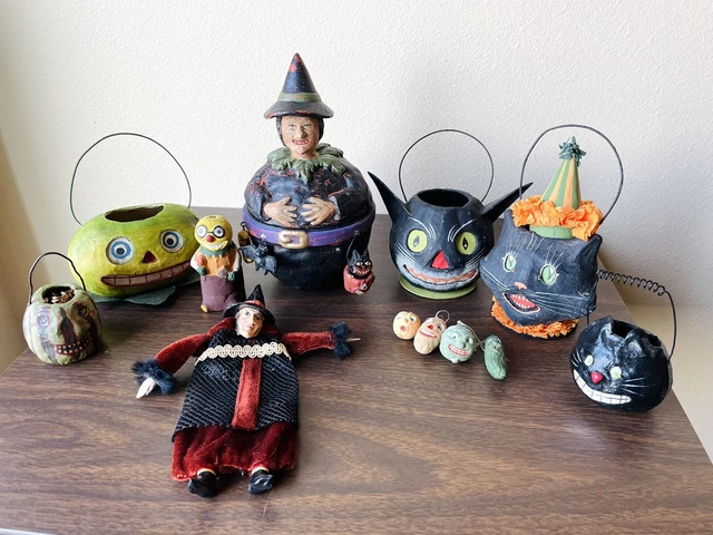 Bethany Lowe Halloween Lot of Vintage Buckets, Candy Containers & More
