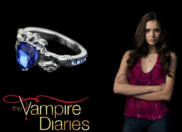 The Vampire Diaries Elena Gilbert Blue Sapphire Silver Plated Irish Wedding Ring