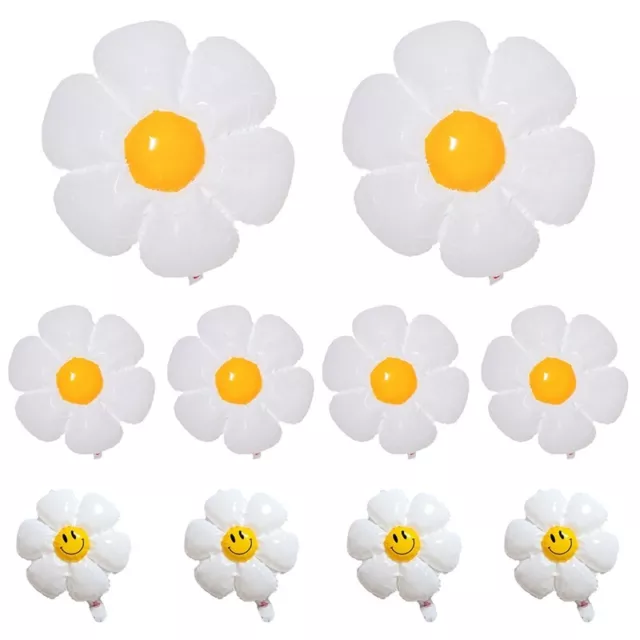 10Pcs White Daisy Flower Foil Balloon Plumeria Wedding Kids Birtay Party7500