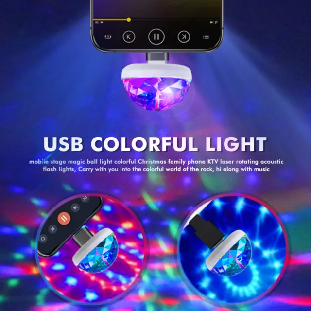 USB RGB Mini LED Disco Stage Light Party Club DJ KTV Phone Ball Lamp Decor