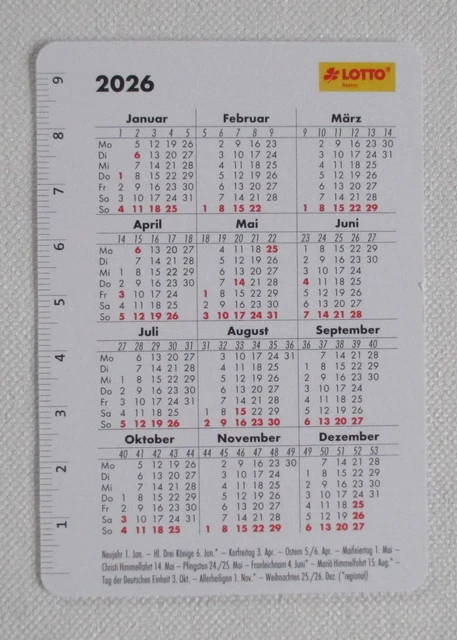 TASCHENKALENDER 2026 KALENDER mit Ferienterminen NEU! EUR 1,00