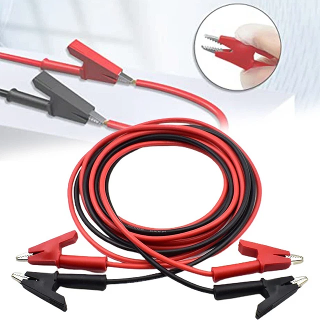 For Multimètre Outils Câble Alligator Pinces Plombs Rouge/Noir 14 Awg