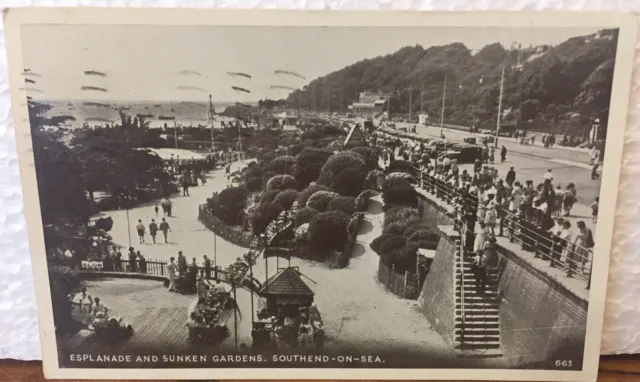 Vintage RP Postcard Esplanade And Sunken Gardens, Southen-On-Sea, Essex, 1955