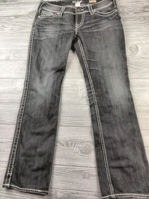 Silver Mckenzie Slim Bootcut  Jeans-Womens W30x32 Black Denim Jeans