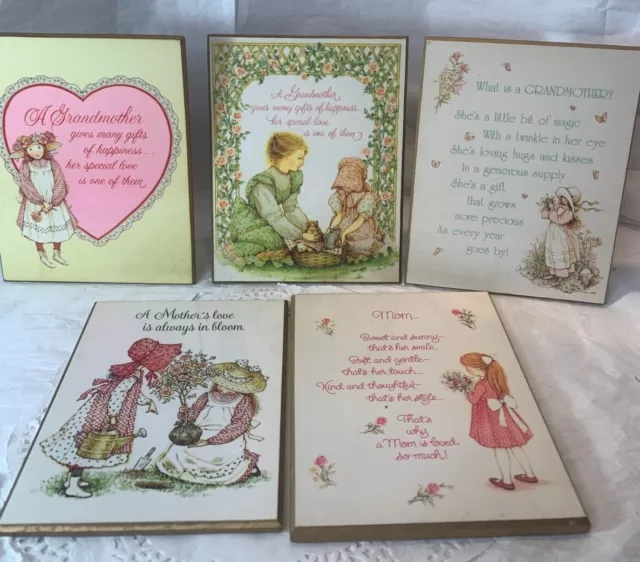 Vintage American Greetings Holly Hobbie Mom and Grandmother Picture Plaques